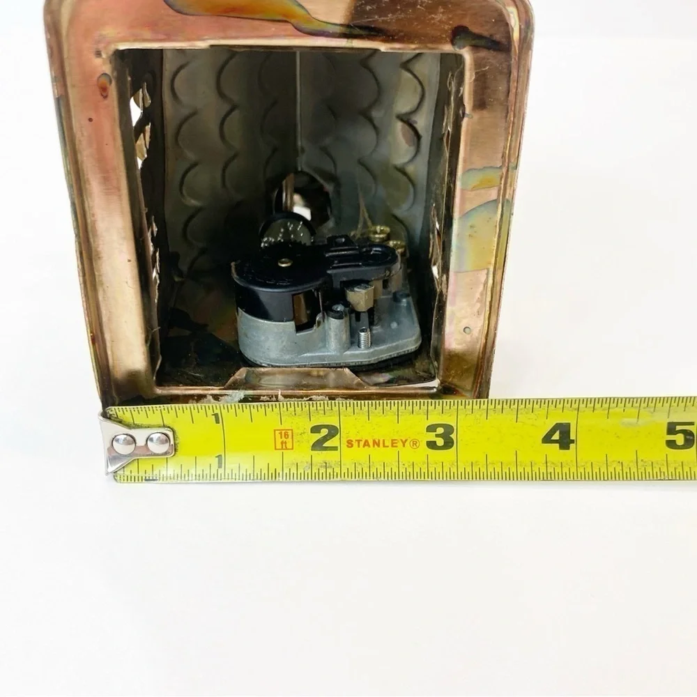 Vintage Copper Color Tin Wind Up Church Music Box Plays Amazing Grace Holidays